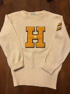 Vintage Imperial Beige Letterman’s Sweater Ladies Size 44 100% Wool